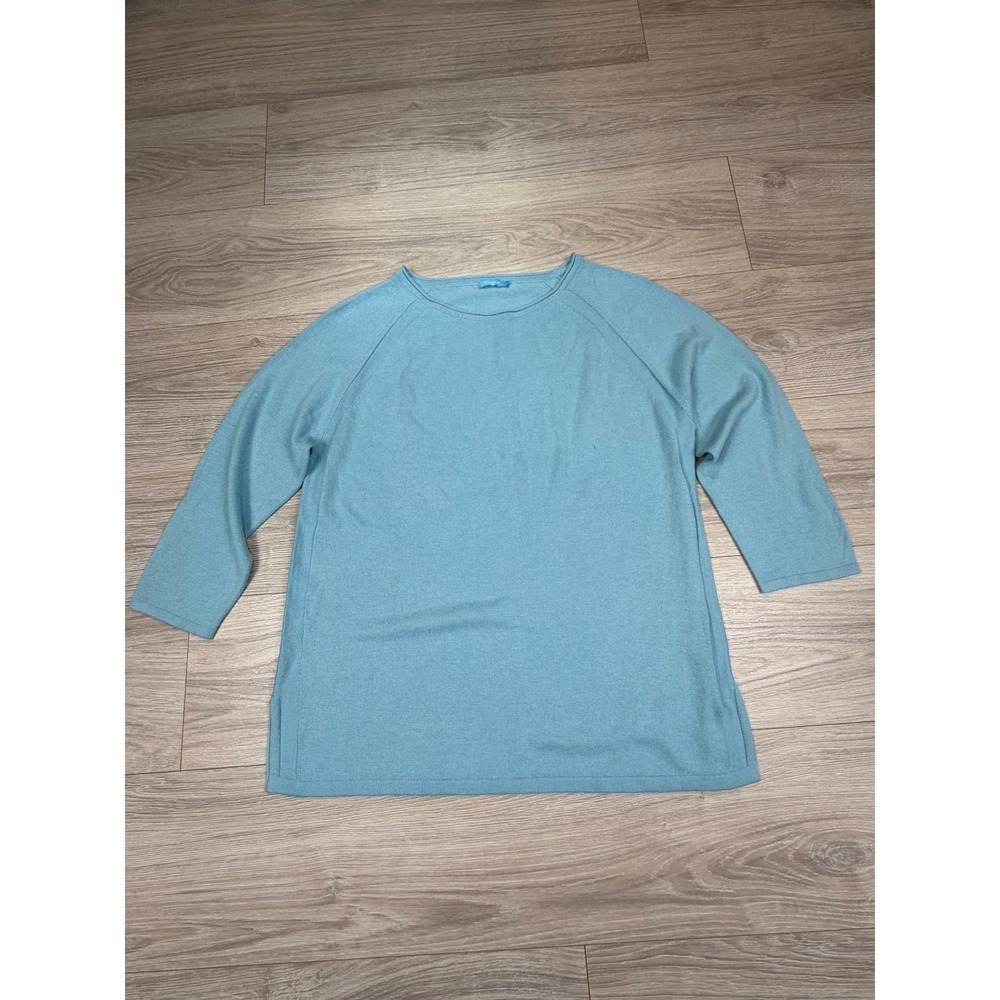 J.McLaughlin Light Blue Soybean Cotton Lyocell Raglan‎ 3/4 Sleeve Sweater Large